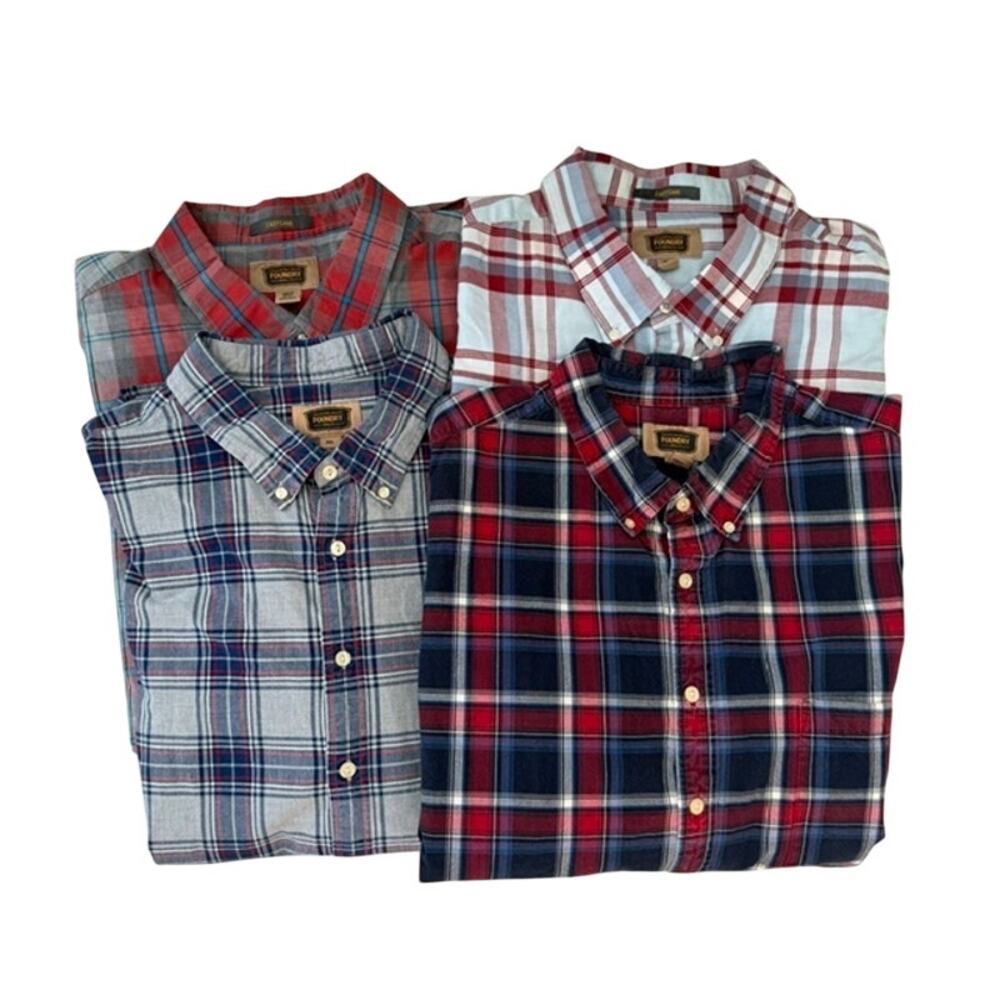 Set of 4 Foundry Plaid Button Up Shirts - 3X and 3XT